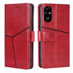 Per Honor 200 Pro 5G Custodia in pelle con cuciture geometriche (rosso)