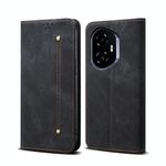 Custodia in pelle con texture denim per Honor 300 5G (nero)