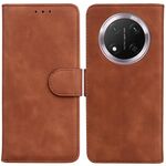 Custodia per telefono in pelle flip color puro per Honor X9c (marrone)