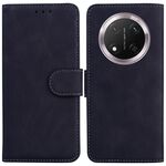 Custodia per telefono in pelle Flip Skin Feel Pure Color per Honor X9c (nera)