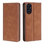 Custodia in pelle magnetica per telefono Honor 200 5G Skin Feel (marrone chiaro)