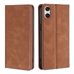 Per Sony Xperia 10 VI Custodia per telefono in pelle magnetica Skin Feel (marrone chiaro)