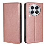 Per Tecno Camon 30 Premier 5G Gloss Oil Solid Color Magnetic Leather Phone Case (Oro rosa)