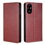 Per Honor 200 Pro 5G Custodia per telefono magnetica in pelle tinta unita lucida Oil (marrone)