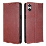 Per Sony Xperia 10 VI Gloss Oil Solid Color Magnetic Leather Phone Case (Marrone)