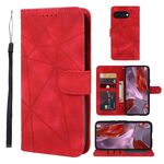 Per Google Pixel 9a Custodia in pelle con linee geometriche Skin Feel (rosso)