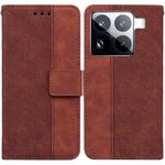 Per Xiaomi 15 Pro Custodia per telefono in pelle con motivo geometrico in rilievo (marrone)