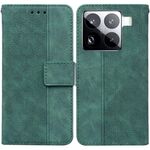 Per Xiaomi 15 Pro Custodia per telefono in pelle con motivo geometrico in rilievo (verde)