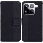 Per Xiaomi 15 Pro Custodia per telefono in pelle con motivo geometrico in rilievo (nero)