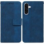 Per Samsung Galaxy A26 5G Custodia per telefono in pelle con motivo geometrico in rilievo (blu)