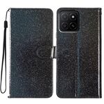 Custodia in pelle flip glitterata per Honor X5b 4G (nera)