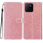 Custodia in pelle flip glitterata per Honor X5b 4G (oro rosa)
