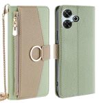 Per Redmi 13 4G Custodia a tracolla in pelle con texture Litchi (verde)