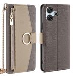 Per Redmi 13 4G Crossbody Litchi Texture Custodia in pelle per telefono (grigio)