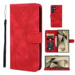 Per Samsung Galaxy S25 Ultra 5G Custodia in pelle con linee geometriche Skin Feel (rosso)