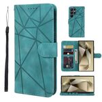 Per Samsung Galaxy S25 Ultra 5G Custodia in pelle con linee geometriche Skin Feel (verde)