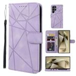 Per Samsung Galaxy S25 Ultra 5G Custodia in pelle con linee geometriche effetto pelle (viola)
