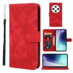 Per Redmi 14C 4G Custodia in pelle con linee geometriche Skin Feel (rosso)