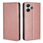 Per Redmi 13 4G Gloss Oil Solid Color Magnetic Leather Phone Case (Oro rosa)