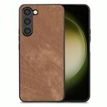 Per Samsung Galaxy S25+ 5G Custodia per telefono in pelle vintage con retro in PC (marrone)