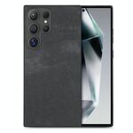 Per Samsung Galaxy S25 Ultra 5G Custodia per telefono in pelle vintage con retro in PC (nero)