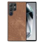 Per Samsung Galaxy S25 Ultra 5G Custodia per telefono in pelle vintage con retro in PC (marrone)