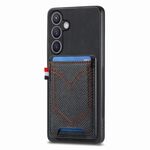 Per Samsung Galaxy S25 5G Custodia in pelle con texture denim e slot per schede (nero)