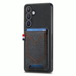 Per Samsung Galaxy S25+ 5G Custodia in pelle con texture denim e slot per schede (nero)