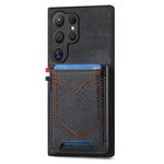 Per Samsung Galaxy S25 Ultra 5G Custodia in pelle con texture denim e slot per schede (nero)