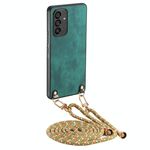 Per Samsung Galaxy S25+ 5G Custodia per telefono in pelle vintage con retro in PC e tracolla (verde)