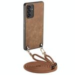Per Samsung Galaxy S25+ 5G Custodia per telefono in pelle vintage con retro in PC e tracolla (marrone)