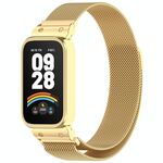 Per Xiaomi Smart Band 9 Active Metal Frame Watch Case Integrato Milan Magnetic Steel Mesh Watch Band (Oro)