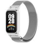Per Xiaomi Smart Band 9 Active Metal Frame Watch Case Integrato Milan Magnetic Steel Mesh Watch Band (Argento)