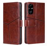 Per Honor 200 Pro 5G Custodia in pelle con cuciture geometriche (marrone scuro)