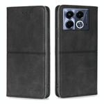 Per Infinix Note 40 5G Custodia magnetica in pelle con texture di mucca (nera)