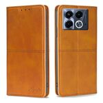 Per Infinix Note 40 5G Custodia magnetica in pelle con texture di mucca (marrone chiaro)