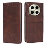 Per Tecno Camon 30 Custodia magnetica in pelle con texture mucca (marrone scuro)