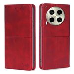 Per Tecno Camon 30 Custodia magnetica in pelle con texture mucca (rosso)