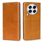Per Tecno Camon 30 Premier 5G Custodia magnetica in pelle con texture di mucca (marrone chiaro)