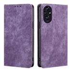Per Honor 200 5G RFID Antifurto Spazzola Magnetico Custodia in Pelle per Telefono (Viola)