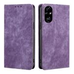 Per Honor 200 Pro 5G RFID Antifurto Spazzola Magnetico Custodia in Pelle per Telefono (Viola)