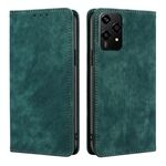 Per Honor 200 Lite 5G Global RFID Antifurto Spazzola Magnetico Custodia in Pelle per Telefono (Verde)