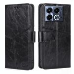 Per Infinix Note 40 5G Custodia in pelle con cuciture geometriche (nero)