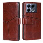 Per Infinix Note 40 5G Custodia in pelle con cuciture geometriche (marrone scuro)