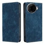 Per Tecno Camon 30 Pro 5G RFID Antifurto Spazzola Magnetico Custodia in Pelle per Telefono (Blu)