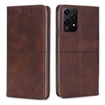 Per Honor 200 Lite 5G Custodia per telefono magnetica in pelle con texture mucca globale (marrone scuro)
