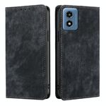 Per Motorola Moto G 5G 2024 Custodia per telefono in pelle magnetica con spazzola antifurto RFID (nera)