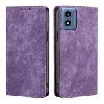 Per Motorola Moto G 5G 2024 RFID Antifurto Spazzola Magnetico Custodia in Pelle per Telefono (Viola)