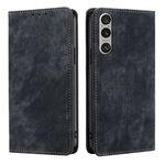 Per Sony Xperia 1 VI Custodia per telefono in pelle magnetica con spazzola antifurto RFID (nera)