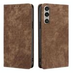 Per Sony Xperia 1 VI RFID Anti-furto Spazzola Magnetico Custodia in Pelle per Telefono (Marrone)